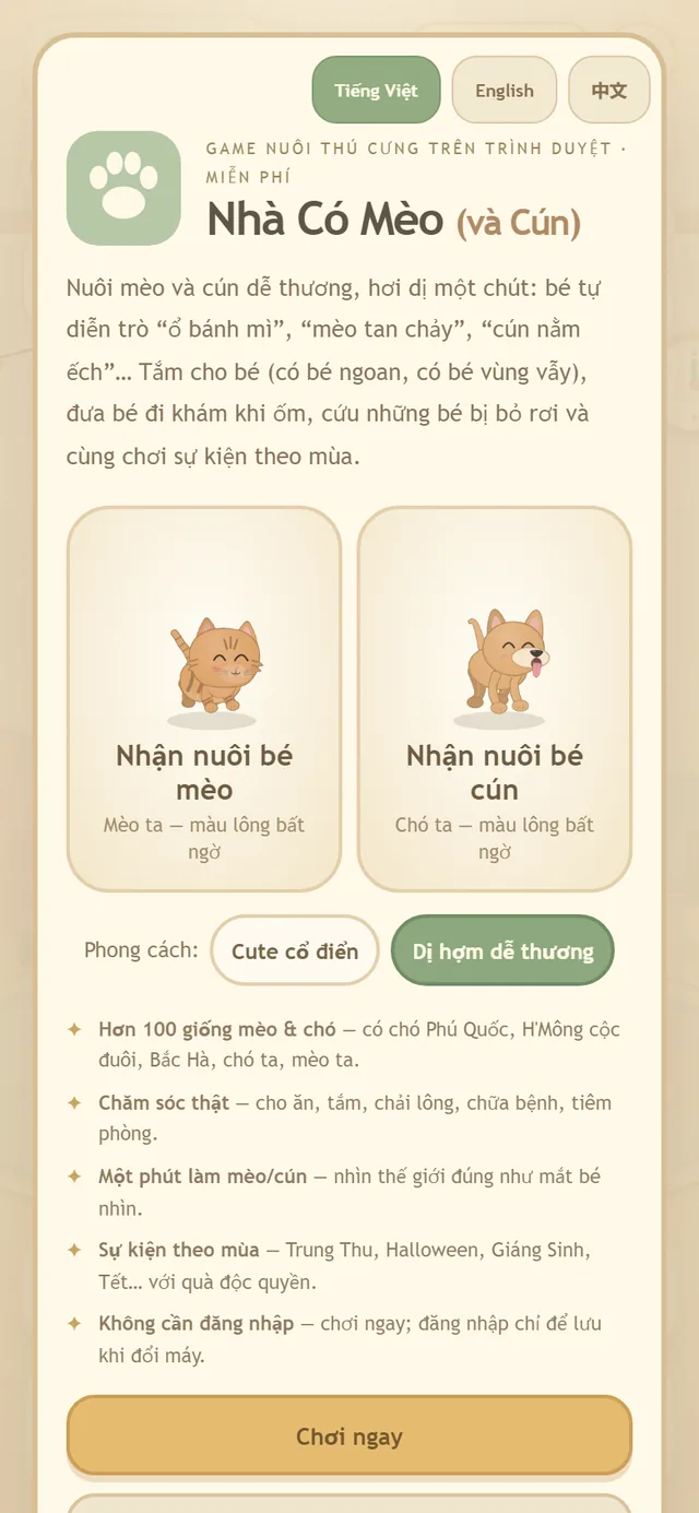 Chọn nhận nuôi bé mèo hay bé cún